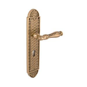 LINEA CALI ZAARA LEVER HANDLE ON PLATE WITH CYLINDER HOLE 155MM FRENCH GOLD