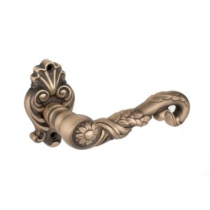 LINEA CALI POESIA LEVER HANDLE ON ROSE WITH ESCUTCHEON 140MM ANTIQUE BRONZE