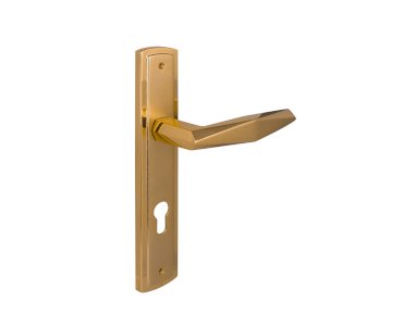 LINEA CALI PRISMA LEVER HANDLE ON PLATE 156MM SATIN GOLD