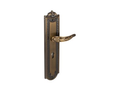 OMP PORRO LEVER HANDLE ON PLATE  WITH CYLINDER HOLE 167MM ANTIQUE BRONZE