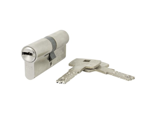 DOM 333IXSAT HIGH SECURITY DOUBLE PROFILE CYLINDER 70MM SATIN NICKEL