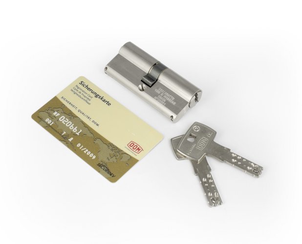 DOM 333IXSAT HIGH SECURITY DOUBLE PROFILE CYLINDER 70MM SATIN NICKEL