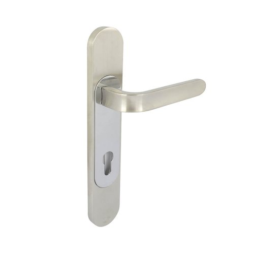 SIMPLEX 2215 LEVER HANDLE ON OVAL PLATE 148MM SATIN CHROME
