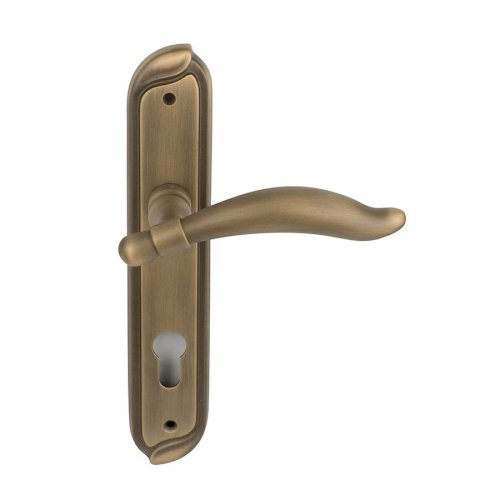 PASINI 3220 LEVER HANDLE ON PLATE WITH CYLINDER HOLE 136MM ANTIQUE BRONZE
