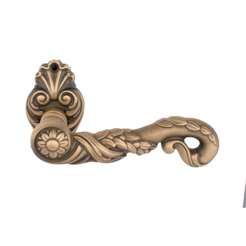 LINEA CALI POESIA LEVER HANDLE ON ROSE WITH ESCUTCHEON 140MM ANTIQUE BRONZE