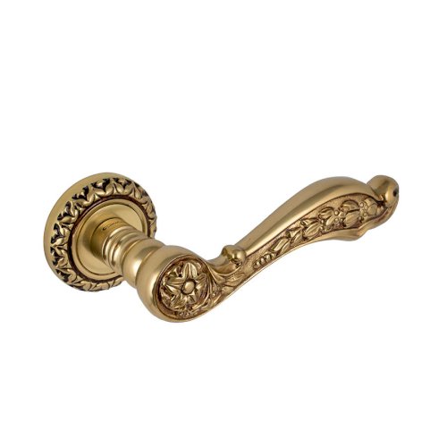 LINEA CALI JARDIN LEVER HANDLE ON ROSE WITH ESCUTCHEON 155MM FRENCH GOLD