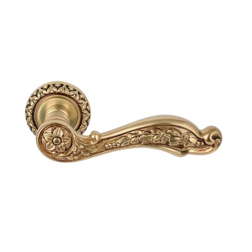 LINEA CALI JARDIN LEVER HANDLE ON ROSE WITH ESCUTCHEON 155MM FRENCH GOLD