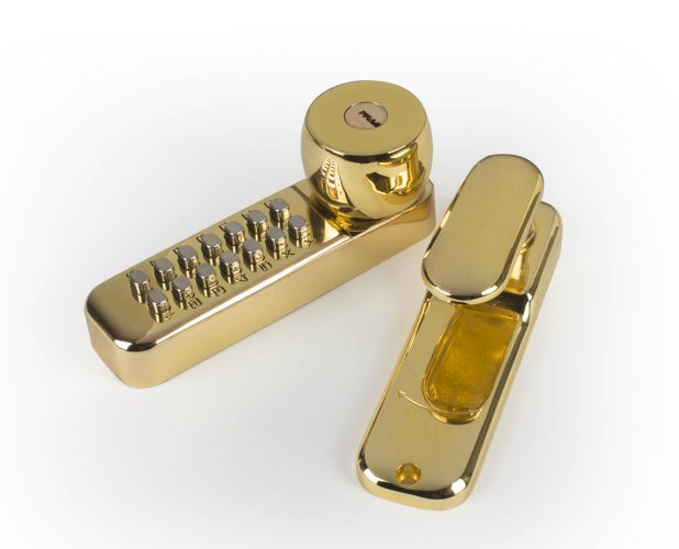 MONETA DIGITAL PUSH BUTTON LOCK POLISHED BRASS