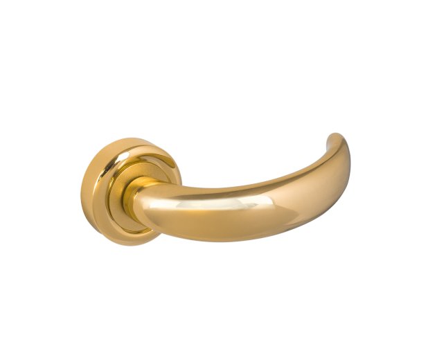 LINEA CALI ARCO LEVER HANDLE ON PLATE 143MM SATIN GOLD