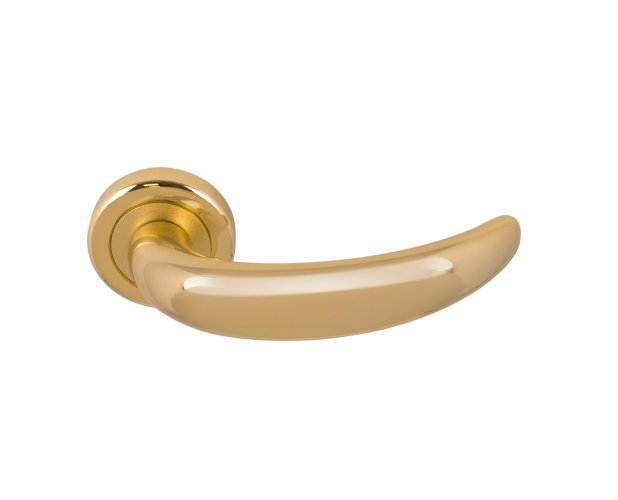 LINEA CALI ARCO LEVER HANDLE ON PLATE 143MM SATIN GOLD