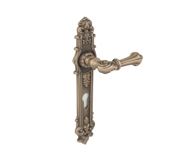 LINEA CALI CHARME LEVER HANDLE ON PLATE WITH CYLINDER HOLE 147MM ANTIQUE BRONZE