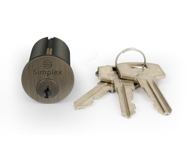 SIMPLEX ANSI MORTISE CYLINDER 1 1/2" ANTIQUE BRONZE