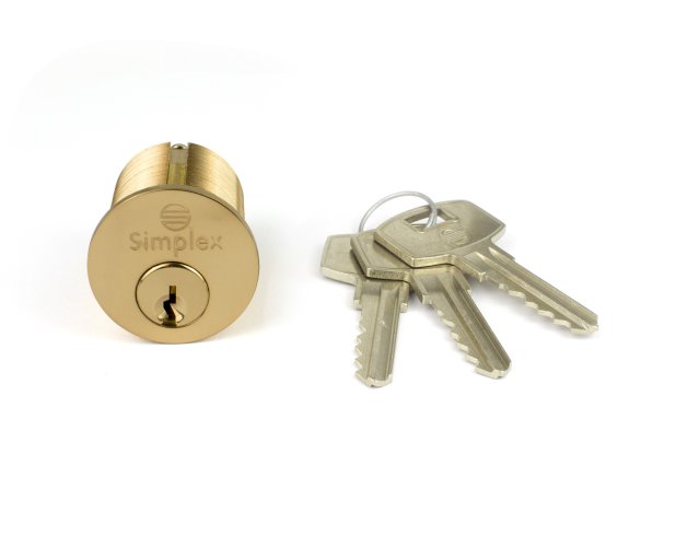 SIMPLEX ANSI MORTISE CYLINDER 1 3/8" POLISHED BRASS