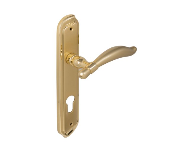 PASINI 3220 LEVER HANDLE ON PLATE WITH CYLINDER HOLE 136MM POLISHED GOLD